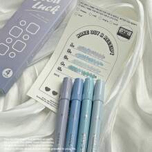 4 件套新品马克笔套装，极具吸引力的荧光笔，适合子弹日记 - 紫色 - 查看 5