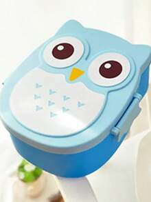 1 Piece Owl Lunch Box, Cartoon Plastic Portable Animal Shape Lunch Box For School - Blue - View 2