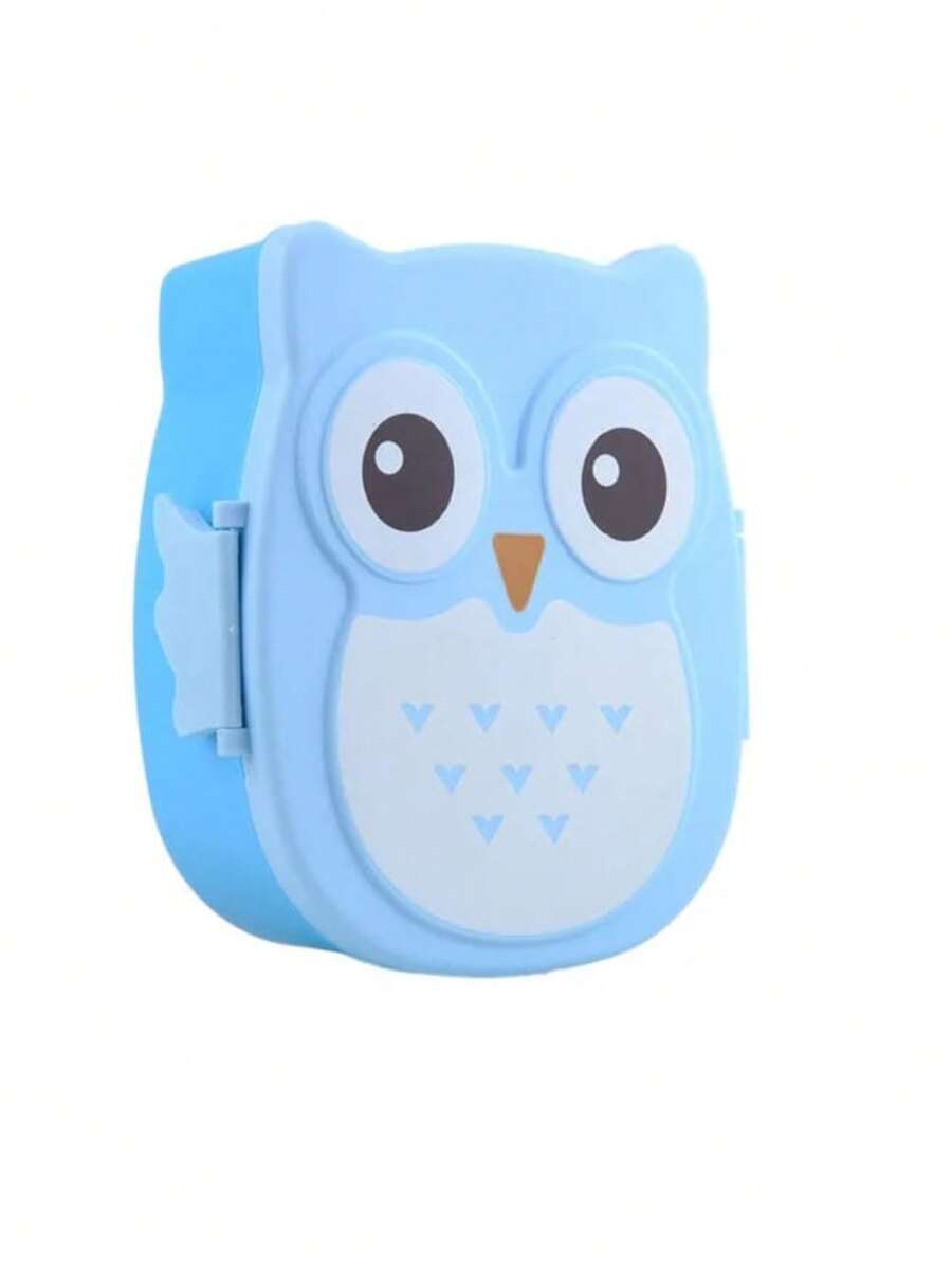 1 Piece Owl Lunch Box, Cartoon Plastic Portable Animal Shape Lunch Box For School - Blue - View 1