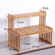 40cm Bamboo Window Plant Shelf, Simple Nordic Style, Small Flower Rack For Tabletop, Balcony, Succulent Plants - Khaki - View 2