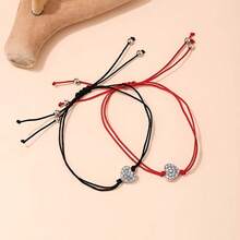 2 New Fashionable Diamond-Encrusted Love You For Life Braided Bracelets For Couples, Men And Women - Multicolor - View 5