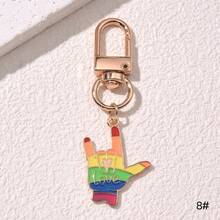 1pc Fashionable Ins Style Alloy Keychain With Rainbow, Hand Gestures, Love, Balloon & Cartoon Design. Suitable For Both Men And Women As A Gift Or For Personal Use - Multicolor - View 11