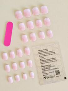 Trở nên quyến rũ với 24 chiếc Ngắn Vuông Ombre Sheer Hồng Full Cover Bộ Dụng Cụ Làm Móng Tay Giả Ấn Vào Móng Tay Đồ Dùng Làm Móng - Nhiều màu - Xem 2