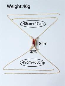 One Sexy Red Rhinestone Decorated Chain Chest Chain, Shiny Nightclub Bikini Jewelry - Red - View 5