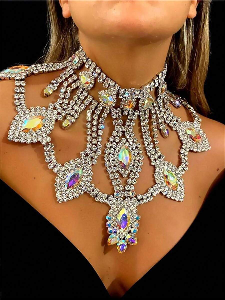 Collar De Varias Capas Con Diamantes De Imitación De Color Ab - Multicolor - Ver 1