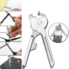 1pc Original Color Outdoor Multifunctional Keychain, 6-In-1 Folding Knife & Simple-To-Use Multitool - Silver - View 3