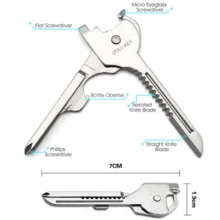 1pc Original Color Outdoor Multifunctional Keychain, 6-In-1 Folding Knife & Simple-To-Use Multitool - Silver - View 1