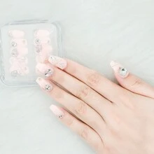 LASHIDOL Hình dán nghệ thuật móng tay , Đẹp Và Bền chặt , Lâu dài , Nâng cao Đồ treo , Lung linh , Hoàn chỉnh Bộ , Phong cách châu Âu Với Pha lê , Phù hợp Với Thạch Gel , Thích hợp Đối với Hằng ngày - Hồng - Xem 9