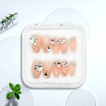 LASHIDOL Hình dán nghệ thuật móng tay , Đẹp Và Bền chặt , Lâu dài , Nâng cao Đồ treo , Lung linh , Hoàn chỉnh Bộ , Phong cách châu Âu Với Pha lê , Phù hợp Với Thạch Gel , Thích hợp Đối với Hằng ngày - Hồng - Xem 1