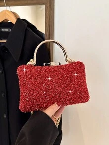 鑲有鑽石裝飾的女士豪華晚宴包,可用作手提包、肩背包或斜揹包,是情人節禮物的理想選擇,鑲有水晶的手提包,非常適合派對、婚禮、舞會、晚宴,與婚紗、正式禮服、舞會禮服、生日禮服相配 - 紅色 - 查看 1