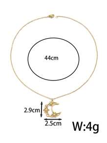 1pc Fashion Stainless Steel Geometric Moon Pendant Necklace, Suitable For Women's Daily Wear, Festival Gift - Moon - View 10