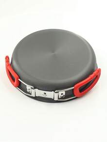 不粘煎鍋燒烤盤,摺疊手柄攜帶方便的露營煮食設備,適用於戶外野營,徒步旅行,野餐煮食,煮蛋牛排,背包客煎鍋 - 黑色 - 查看 7