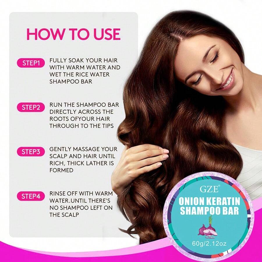 GZE Onion Hair Shampoo Bar Soap, Soft And Shine, Thickens And