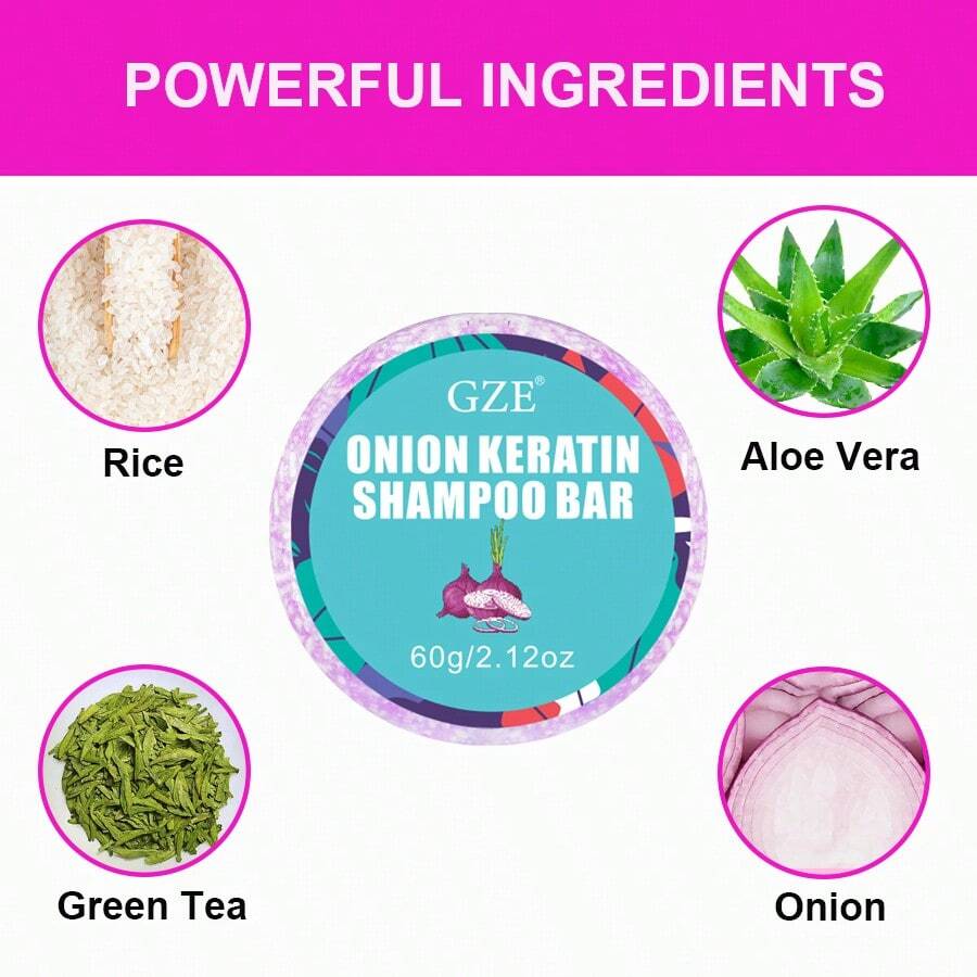 GZE Onion Hair Shampoo Bar Soap, Soft And Shine, Thickens And