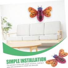 1入組戶外裝飾蜜蜂形狀的金屬飾品吊飾,有4種顏色可選,可掛在牆上或花園裡作為禮物 - 彩色 - 查看 7