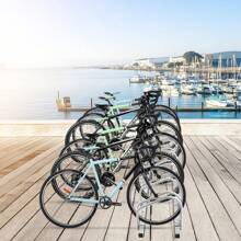 Bicycle Stand, Bike Stand, Stand Made Of Steel Tube, Rust-Proof, Corrosion-Resistant, Space-Saving, Floor And Wall Mounting, For Garage And Garden - Silver - View 2