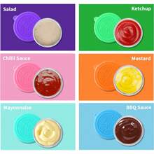 6個沙拉醬料盒,配有防漏矽膠蓋,不銹鋼調味料盒,適用於午餐便當盒、上班、學校、野餐（每個容量：1.7盎司） - 彩色 - 查看 4