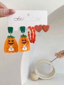 1set 3pairs Geometric Creative Earrings, Uncommon Design Universal Plate Material Ear Drops Costume Jewelry Set - Multicolor - View 6