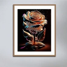 1入組diy鑽石畫,玫瑰花全方形鑽石馬賽克,花卉幻想家居裝飾 - 彩色 - 查看 1