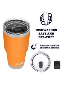 Y E T I 30oz colores de tapa de iman Peso de 400grs QR Vaso termo Metalico para bebida caliente o fria camping trabajo Yeti Vaso de acero inoxidable, aislado al vacío con tapa MagSlider - Naranja - Ver 3