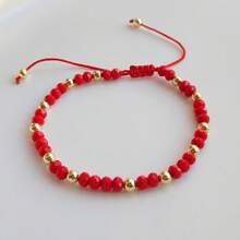 Bohemian Ins Style 18k Gold Plated Natural Pearl Bracelets, Multi-Layered Ceramic & Freshwater Pearl & Rhinestone Decor Women Hand Jewelry Set, Ideal Valentine's Gift - Apricot - View 2