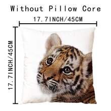 1入組老虎動物設計17.7 * 17.7英寸/45 * 45cm數字印刷聚酯纖維靠墊套,隱藏拉鍊,用於客廳臥室沙發裝飾（不包括枕芯） - 彩色 - 查看 2