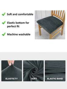 1 件絲絨彈性凳套,可拆卸可清洗純色裝飾腳凳套,防塵防刮擦,適合客廳、臥室和廚房 - 深灰色 - 查看 4