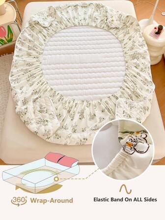 1 件绗缝床单、床笠、柔软透气床上用品、亲肤床垫罩保护套、四季皆宜、适用于单人床、双人床、特大床、大号床、可机洗、家纺、床上用品礼品