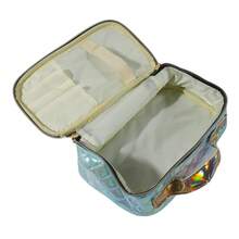 新款時尚便攜式化妝箱化妝包休閒方格女性收納洗漱包 - 藍色 - 查看 5