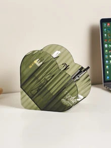 1個愛心收納盒,梳妝台透明網格眉筆和口紅分類盒,浴室收納盒,辦公桌筆筒收納盒 - 白色 - 查看 5