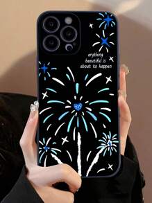 1入黑色魔術方塊紋路防墜彩繪煙火手機殼,適用於iphone - 彩色 - 查看 3