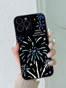 1入黑色魔術方塊紋路防墜彩繪煙火手機殼,適用於iphone - 彩色 - 查看 1