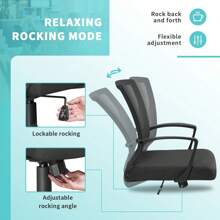 Furmax 1pc Office Chair Swivel Lumbar Support Desk Chair With Armrest , Computer Ergonomic Mesh Chair - 黑色 - 查看 4