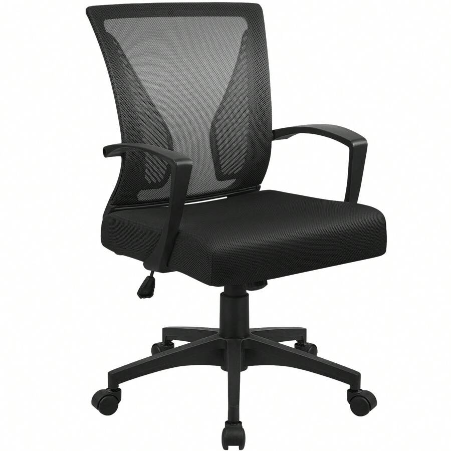 Furmax 1pc Office Chair Swivel Lumbar Support Desk Chair With Armrest , Computer Ergonomic Mesh Chair - 黑色 - 查看 1
