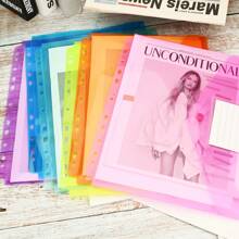 12 Packs A4 Punched Binder Pockets,Plastic Wallets With Label Pocket And Snap Button,Waterproof Poly Files Envelopes,11 Holes Clear File Folders For Home,Office And School,6 Colors - Multicolor - View 1