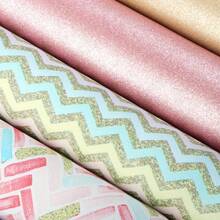 6Pcs Faux Leather Sheets Geometry Fish Scale Printed Synthetic Leather Fabric Set For DIY Earrings Hair Bows Crafts Accessories Thanksgiving, New Year's Gifts - Multicolor - View 4