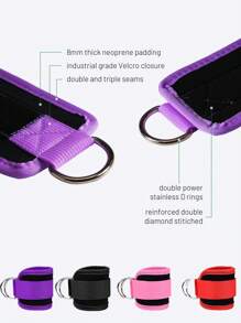 1 PC Purple Ankle Strap For Cable Machines And Resistance Bands For Women And Men Adjustable Leg Straps With Neoprene Padding Work Out Cuff Attachment Booty Workouts Kickbacks Leg Extensions Hip Abductors Ankle Cable Straps - Purple - View 3