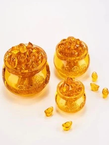 1PC Golden Colored Glaze Small Ingot, Dragon Pattern Cornucopia, Spring Festival Table Decoration, Party Decoration, Home Decoration Gift, Citrine Treasure(Fragile Goods) - Dragon Pattern Ingot (2.36in/6cm) - View 7