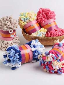 1 Roll 100g Donut Shaped Chunky Yarn, Suitable For Diy Knitted Blanket, Cushion, Scarf, Hat, Toy, Plush Seat Cushion; Approx. 800cm/315in In Total Length, Hand Knitting Yarn - Heart Of the Ocean - View 4