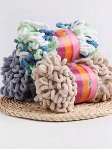 1 Roll 100g Donut Shaped Chunky Yarn, Suitable For Diy Knitted Blanket, Cushion, Scarf, Hat, Toy, Plush Seat Cushion; Approx. 800cm/315in In Total Length, Hand Knitting Yarn - Heart Of the Ocean - View 5