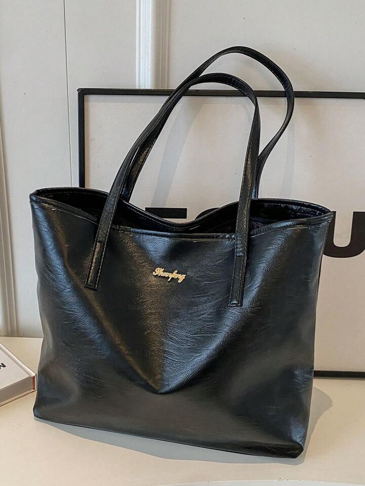 Women s Simple Large Capacity Solid Color Tote Bag Elegant Zipper Faux Leather Handbag Trendy Shoulder Bag Lightweight Carry On Daily Commuting Work Satchel Bag Casual Travel Shopping Bags Hobo Purse ...