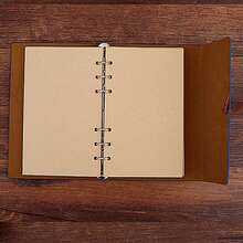 1set Creative Japanese & Korean Style A6 Notebook With Skirt Girl & Butterfly Pendant, Ring Binder, Planner, Vintage Stationery Leather Cover Blank Loose-Leaf Inner Pages - Orange - View 7