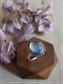 1 件復古小眾海藍寶石 925 銀戒指女式,日常佩戴 - F款活口可調節 - 查看 5