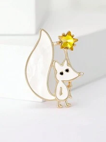 1 件可愛琺瑯狐狸造型胸針適合女士日常佩戴 - 狐狸 - 查看 3