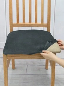 1 件絲絨彈性凳套,可拆卸可清洗純色裝飾腳凳套,防塵防刮擦,適合客廳、臥室和廚房 - 深灰色 - 查看 1