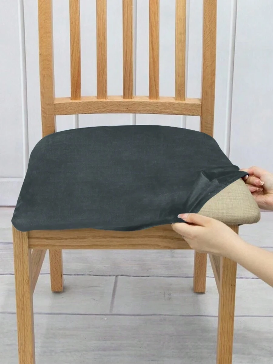 1 件絲絨彈性凳套,可拆卸可清洗純色裝飾腳凳套,防塵防刮擦,適合客廳、臥室和廚房 - 深灰色 - 查看 1