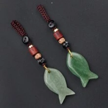 2入組/套晶瑪瑙繩編小魚鑰匙扣,迷人的包飾珠寶配件 - 均碼 - 查看 15