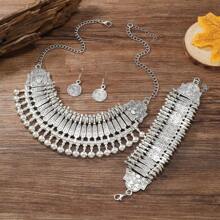 3入組手工製作復古時尚幾何純色半球掛墜項鍊套裝,適用於女性 - 星星 - 查看 6