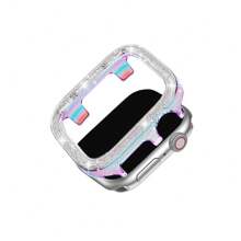 1入流行的激光和珠光硬質pc手錶保護殼,適用於蘋果手錶系列ultra 8 7 6 5 4 3 2 1 Se,男女適用,防碰撞和薄款設計 - 銀色 - 查看 3