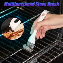 1入燒烤清潔刷、燒烤清潔刷、烤肉掃、廚房水槽刷、多功能小型廚房刷、適用於深入清潔角落、槽、鍋子、火爐、櫥櫃、清潔用品、清潔工具、返校學用品 - 白色 - 查看 2